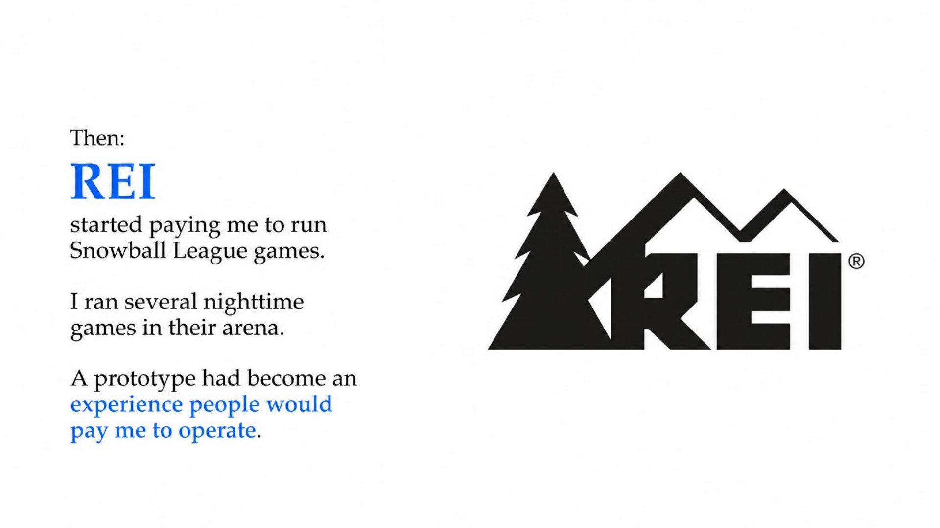 Snowball League original presentation, slide 15 of 22