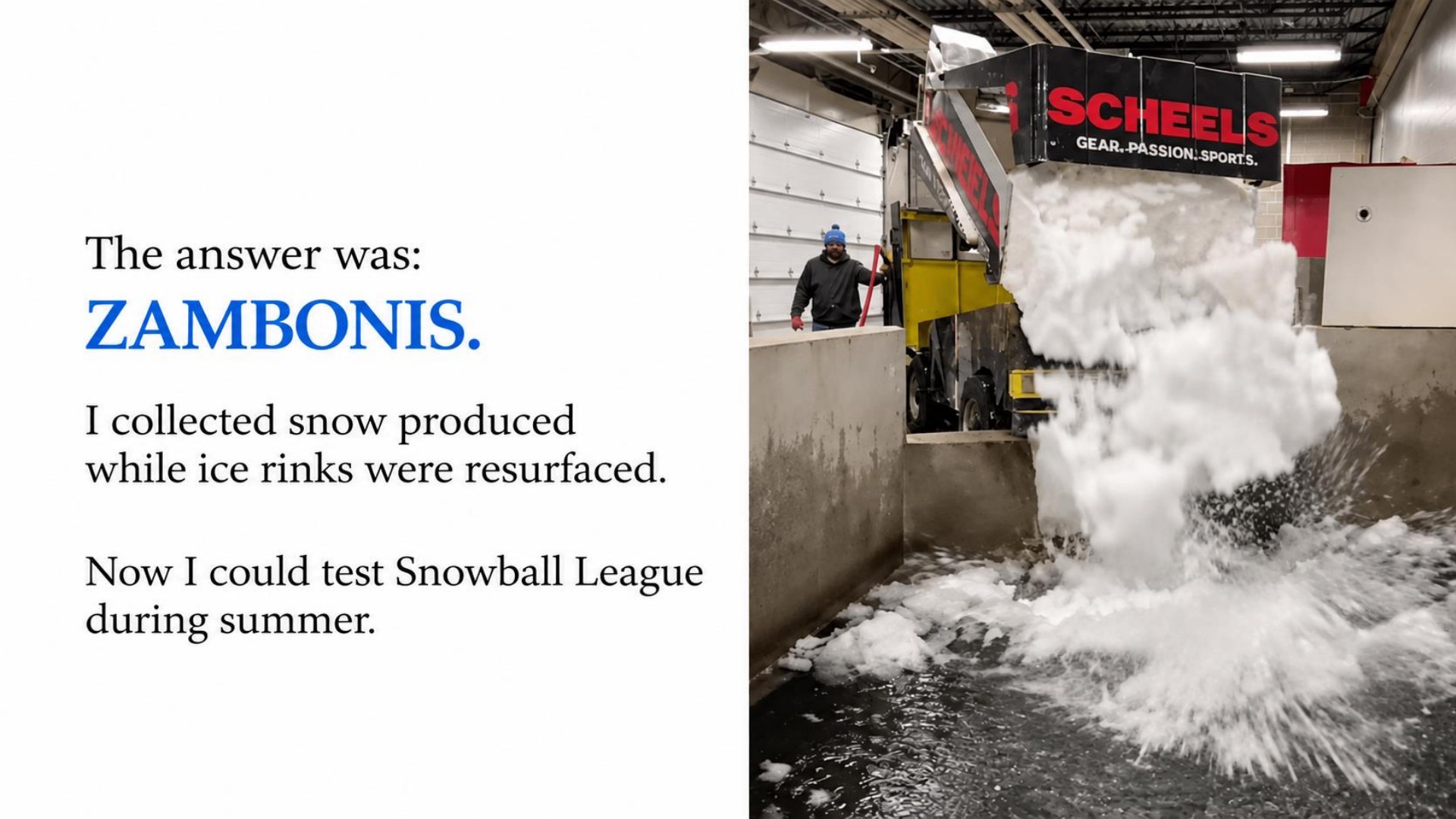 Snowball League original presentation, slide 13 of 22