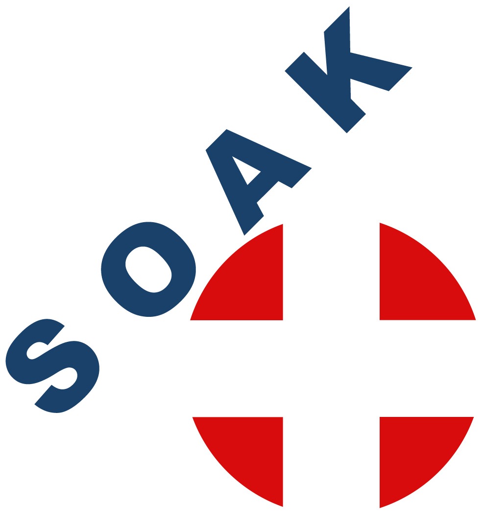 Soak-T logo: SOAK set diagonally above a red circle