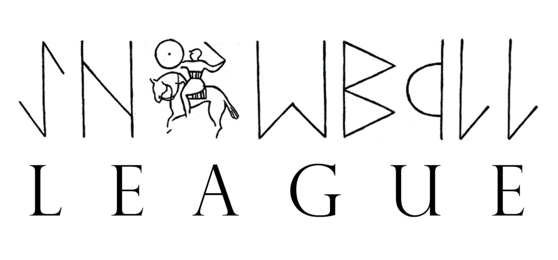 Snowball League logo: runic lettering with a mounted rider above the word LEAGUE